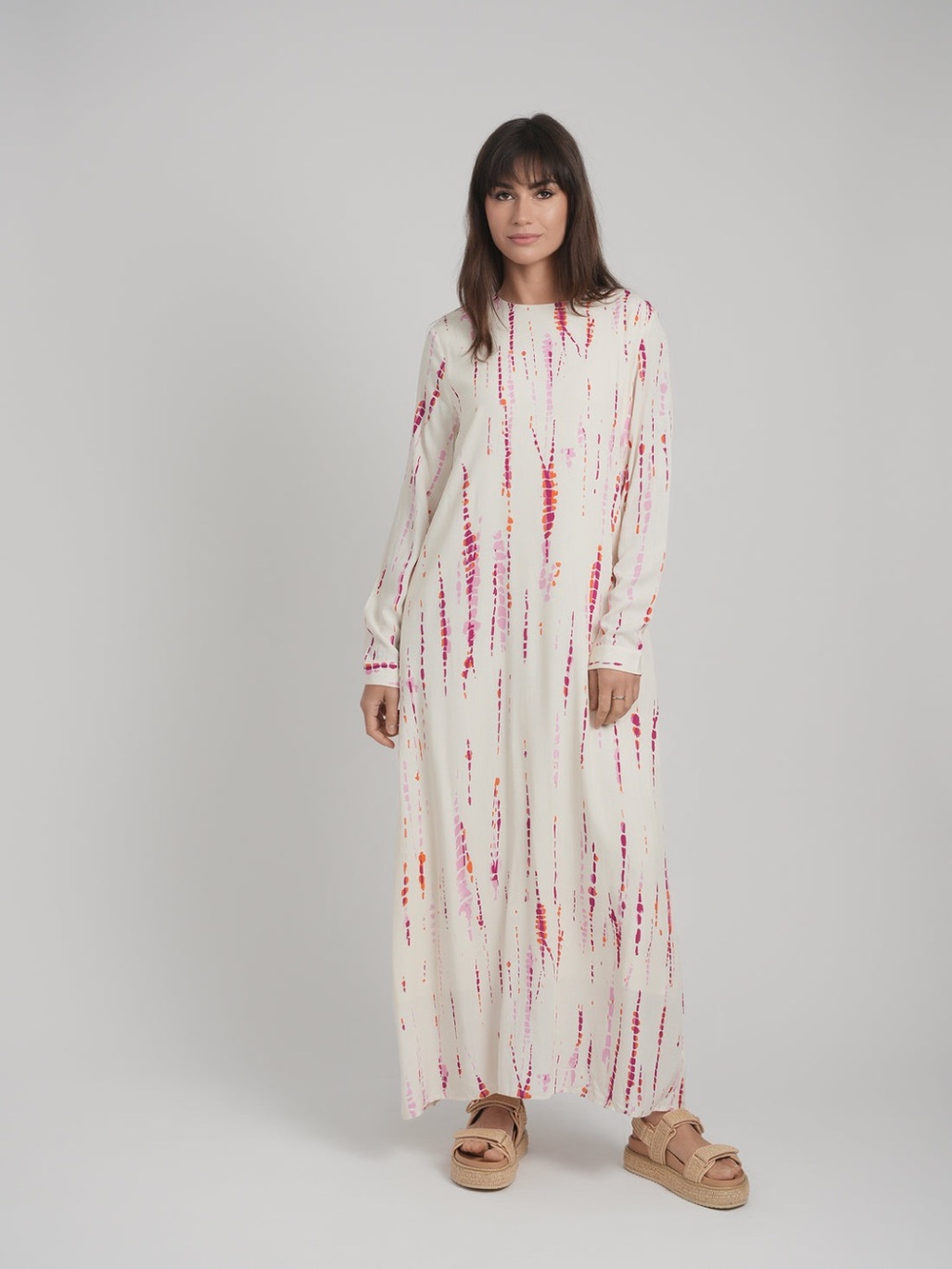 Maya Place Pink Tie Dye Long sleeve Maxi Dress - Small